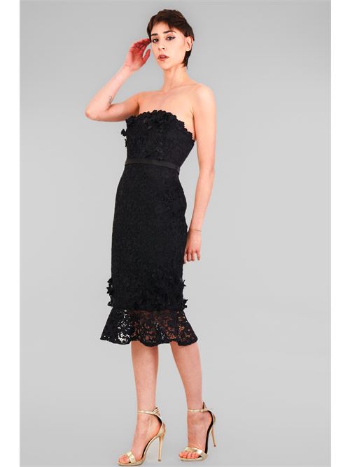 Abito tubino in cady e pizzo D'Andrea collection | 25025NERO